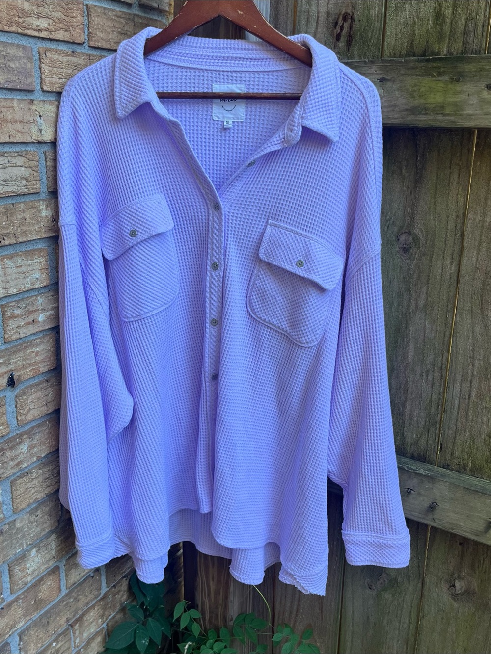 Aerie Oversized LumberJane Lavender Waffle Button-Down Shirt Jacket
